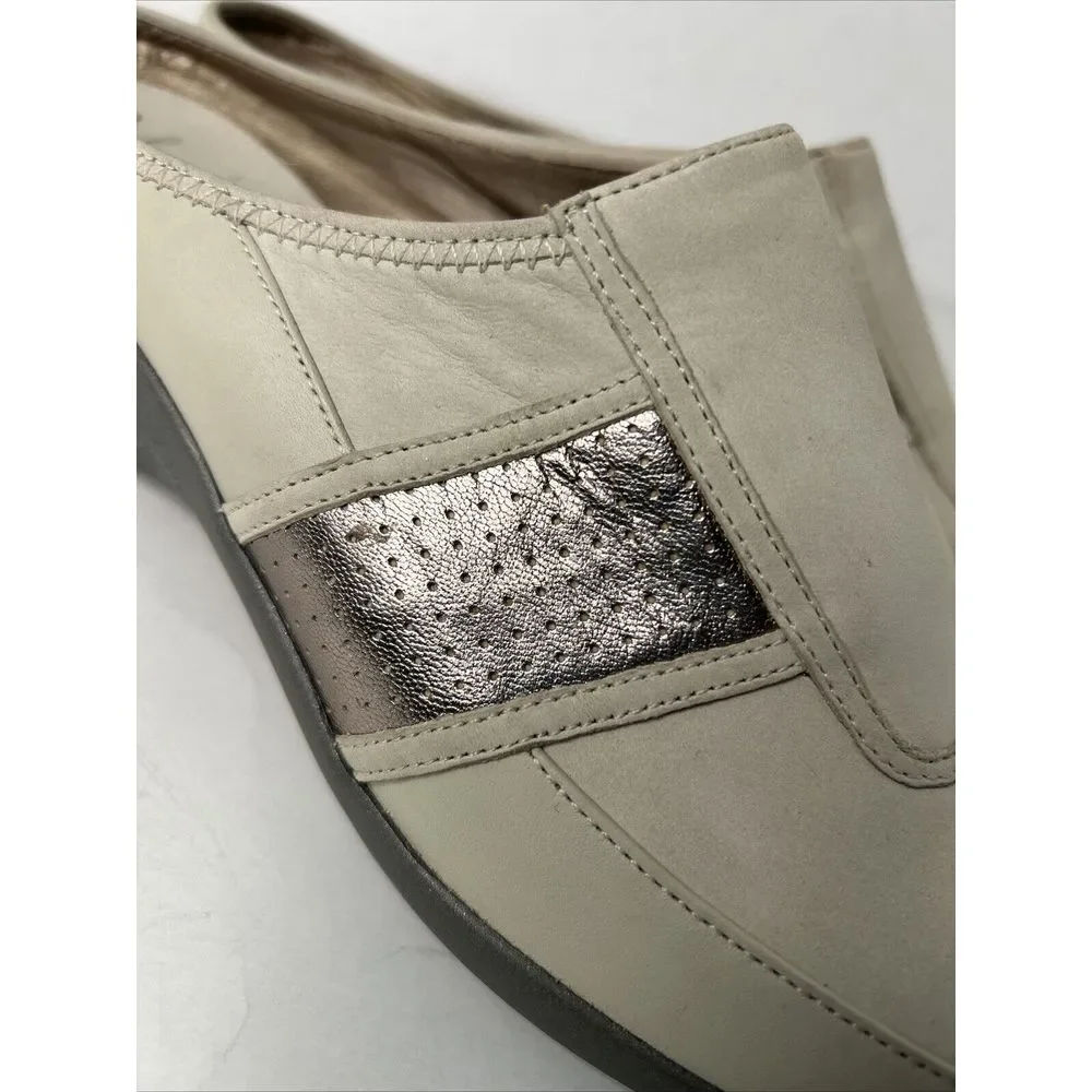 Cole Haan Taupe Rose Gold Trim  Gray Wedge Heel Shoes New‎ Sz 9.5